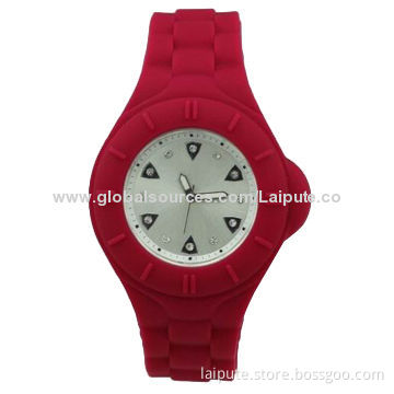 2014 Top New Korea Designer Jewelry Ladies' Silicone Watch, 1cm Case Thickness, Round Dial